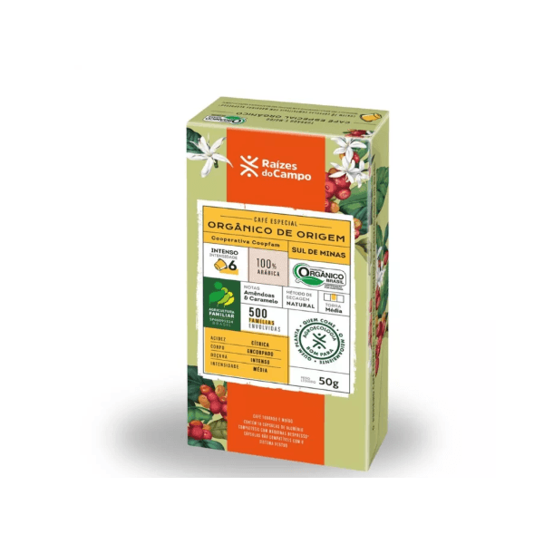 CAFE ESPECIAL ORGANICO EM CAPSULA - RAIZES DO CAMPO - 10 CAPSULA - 50G.