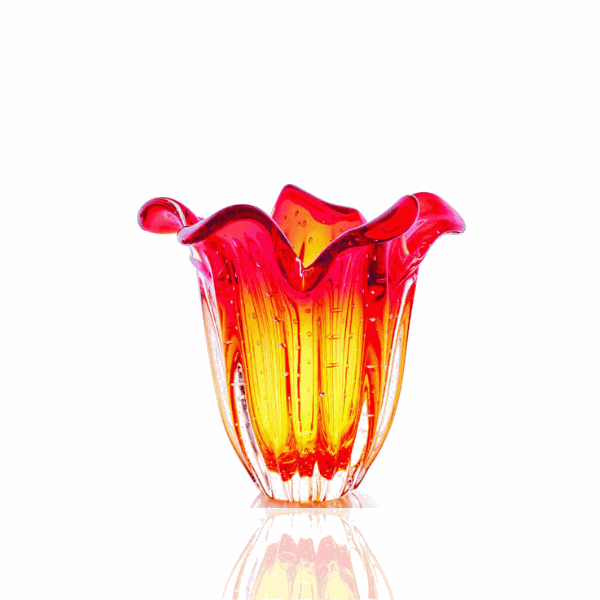 Vaso Murano mini Tulipa Vermelho com Âmbar