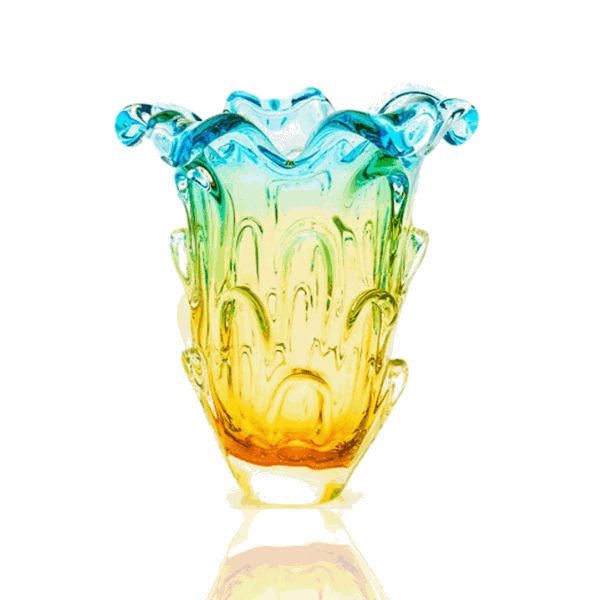 Vaso Murano G com Escamas Azul Âmbar