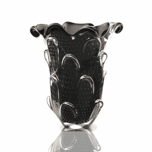 Vaso Murano G com Escamas Preto