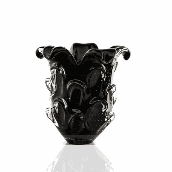 Vaso Murano M com Escamas Preto