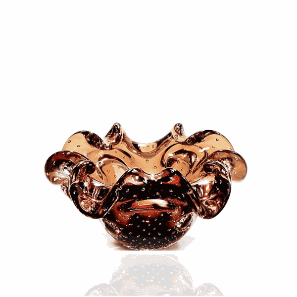 Centro de Mesa Cristal Murano Aspente Marrom Dourado 22cm