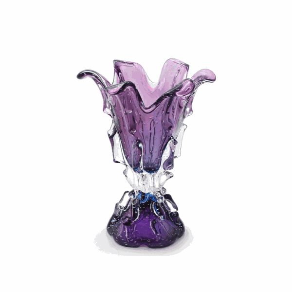 Vaso de Cristal Murano Atemporal Rose intense com Azul 45 cm 
