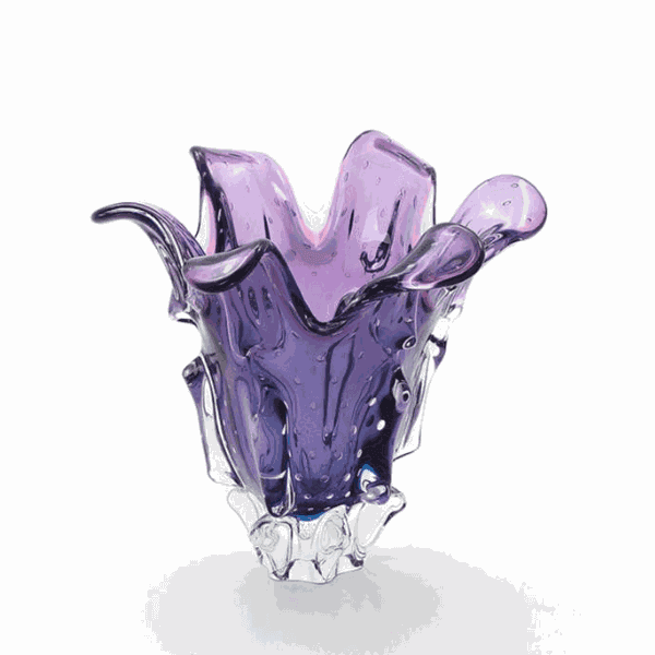 Vaso de Cristal Murano Atemporal Rose Intense Com Azul 32 cm