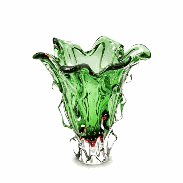Vaso de Cristal Murano Atemporal Verde Âmbar 32 cm