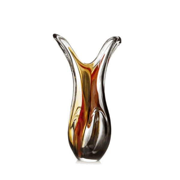 Vaso de Cristal Murano São Marcos Preto/Branco 58 cm