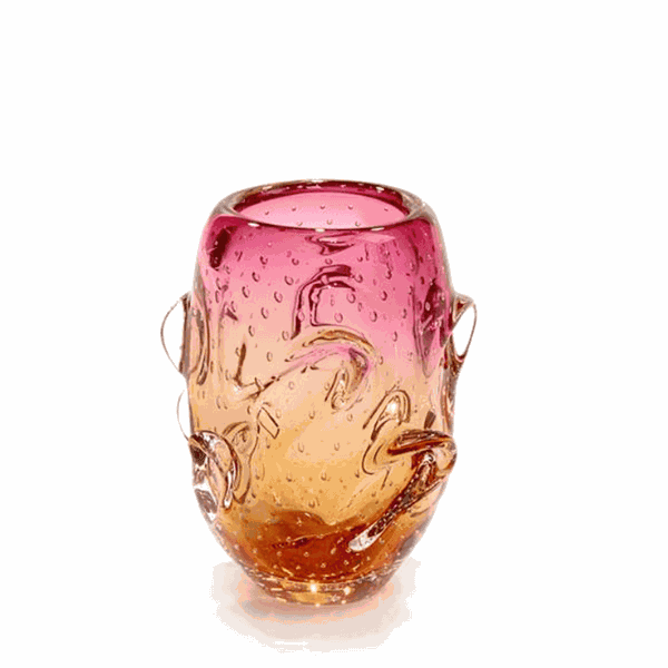 Vaso Murano Elegance Rose Intense Com Âmbar 26 cm 