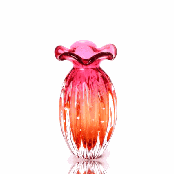 Vaso Murano Trouxinha Rose Intense Âmbar 20cm