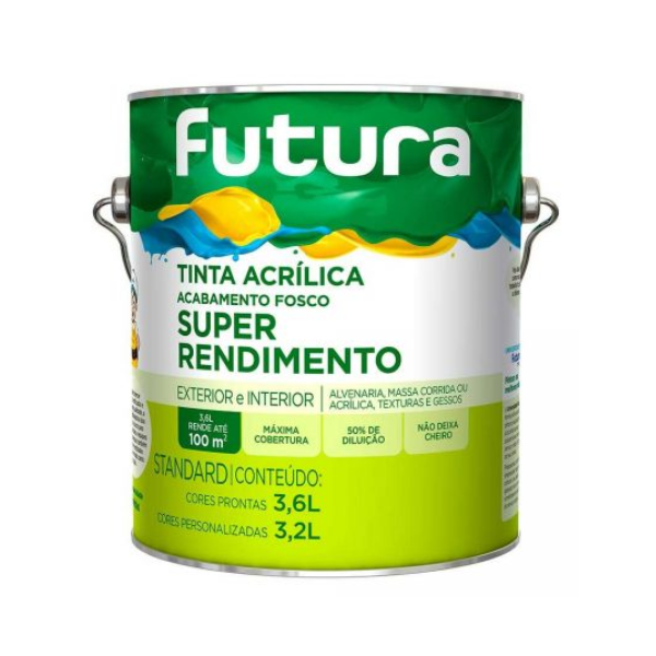 TINTA ACRÍLICA FOSCO PRATA SUPER RENDIMENTO 3,6L FUTURA