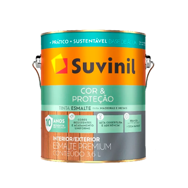 Esmalte Cor e Proteção Base Água Branco Acetinado 3,6L - Suvinil 