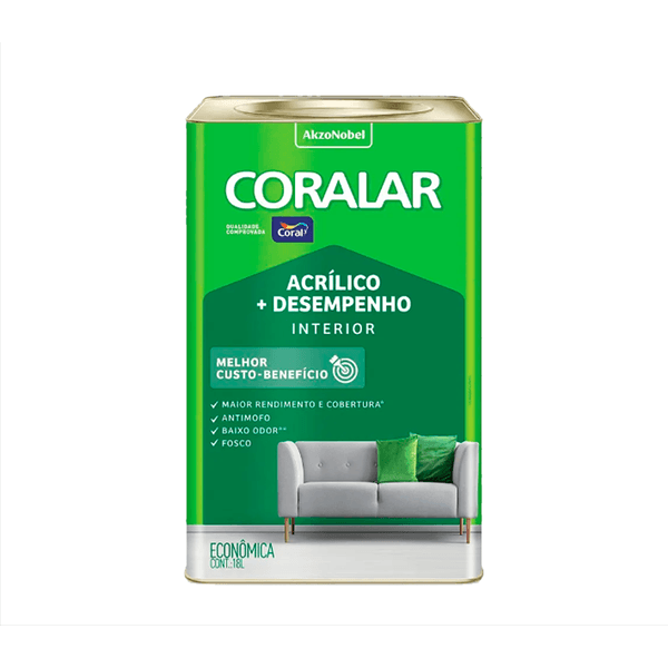 Tinta acrílica econômica fosco 18L Coralar