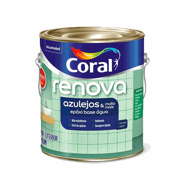 Tinta Epóxi Base Água Renova Azulejos Branco Acetinado 3,6L - Coral