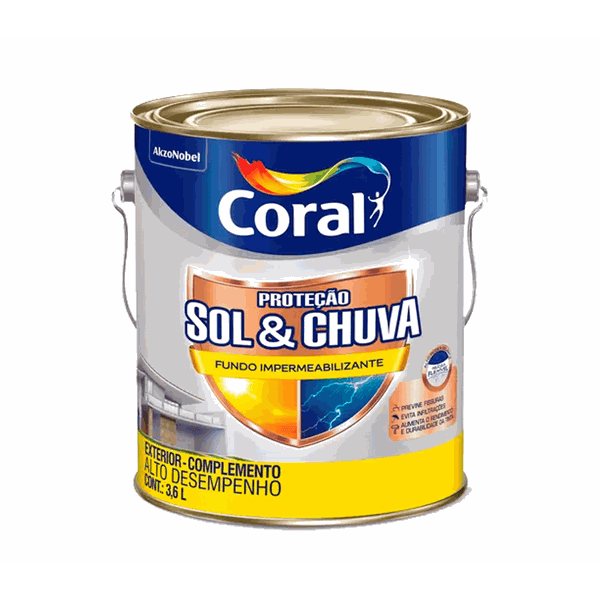 Tinta acrílica Emborrachada 3,6L Coral Sol e Chuva Selador Impermeabilizante