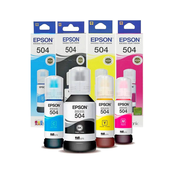 kit Tinta T-504 Original Epson T504 Todas Cores L4150 L4160 L6161 L6191 L6171