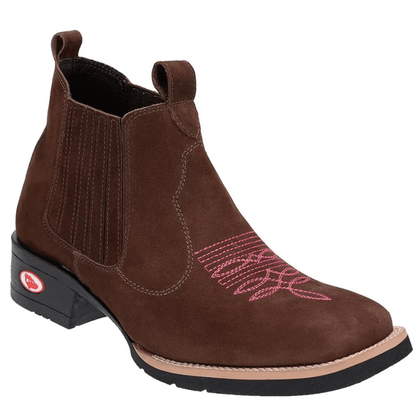 Bota Texana Country Feminina Rodeio de Couro Nobuck Marrom