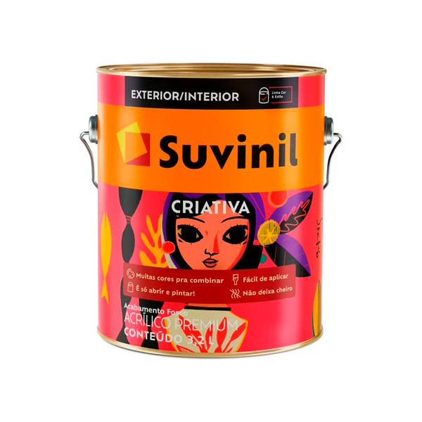 TINTA ACRILICA PREMIUM SUVINIL CRIATIVA PRATA PURO 3,2L 