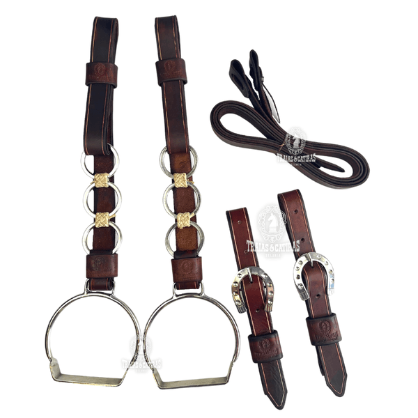 Jogo de Arreio Luxo - Fivela Ferradura - Estribo Sapata