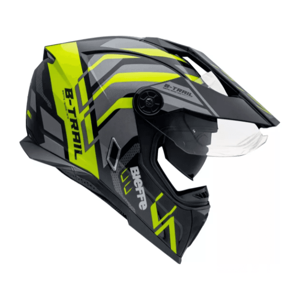 Capacete Bieffe B-trail Defender C/ Óculos On Road Off Road Preto Amarelo