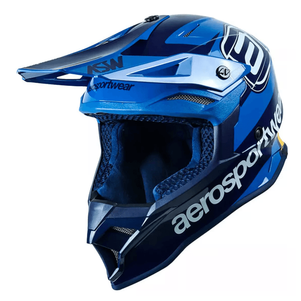 Capacete Asw Fusion 2.0 Blade Lançamento Trilha Motocross Azul Brilhante