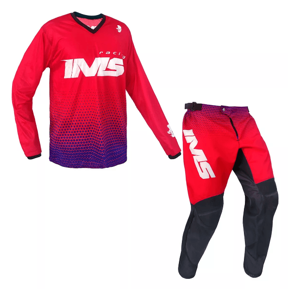 Kit Calça + Camisa Ims Mx Infantil Juvenil Trilha Motocross Vermelho
