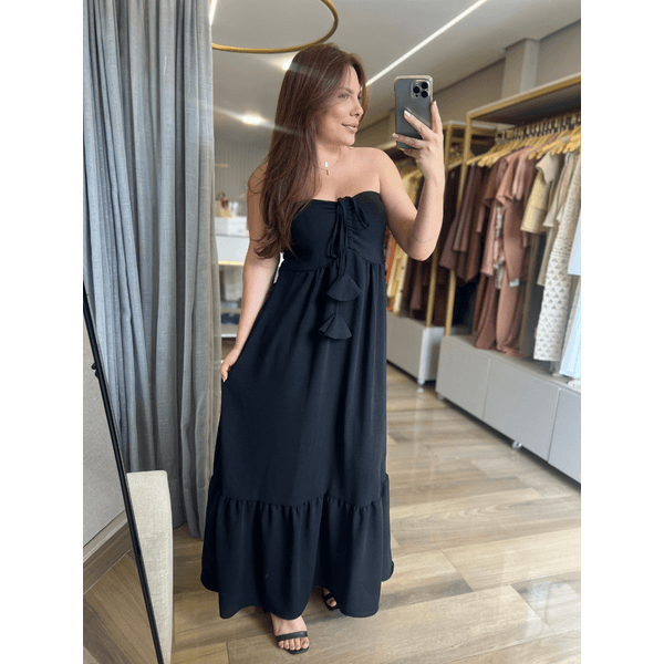  Vestido Frente Unica Tomara Que Caia Preto 