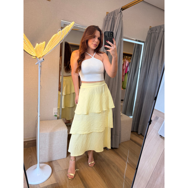 Saia Emma Camadas Amarelo Manteiga 