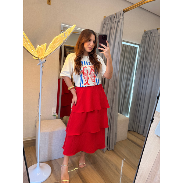 Saia Emma Camadas Vermelha 