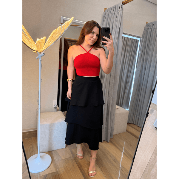 Saia Emma Camadas Preta 