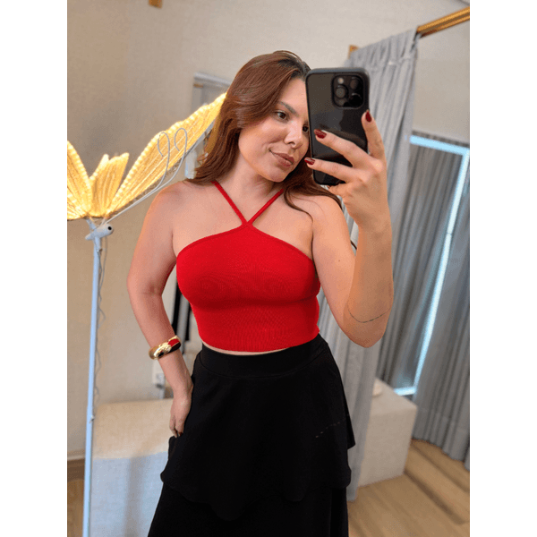 Cropped Lia Tricot Modal Vermelho 