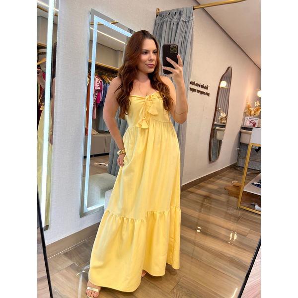 Vestido Frente Unica Tomara Que Caia Amarelo 