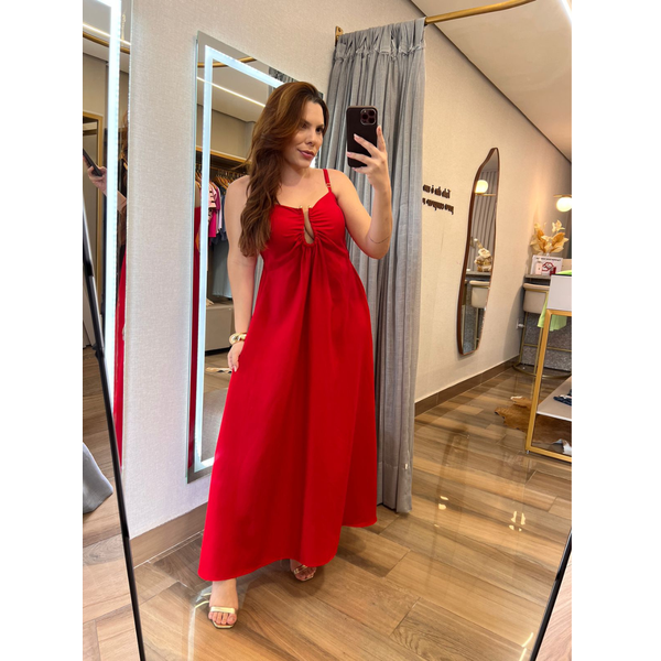 Vestido Midi Alongado Vic Vermelho 