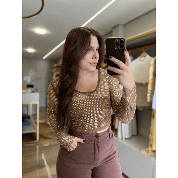 Blusa Cropped Chloe Dourada 