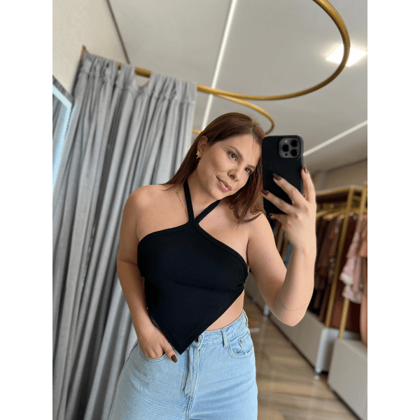 Blusa Frente Unica Amarração Preto