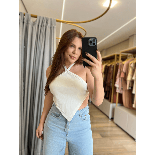  Blusa Frente Unica Amarração Off White 