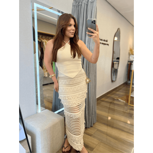 Saia Tricot Modal Helo Areia 