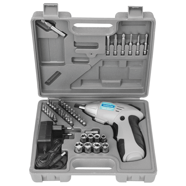 PARAFUSADEIRA A BATERIA 3,6V - 46 PECAS, MANDRIL 1/4 BIVOLT TRAMONTINA