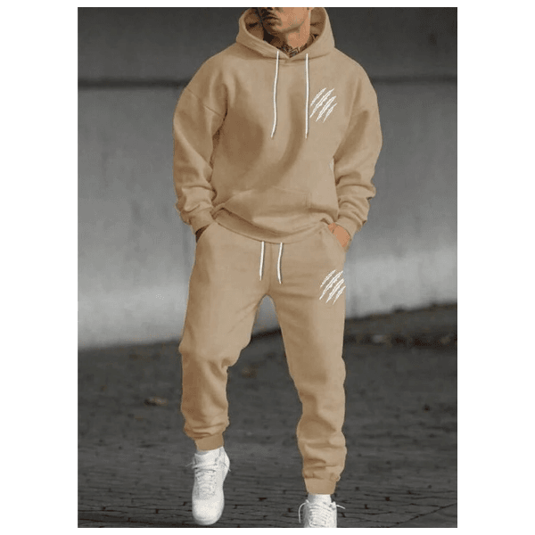 Kit Moletom e Calça Arranhão Masculino Tendencia Inverno Dia dos Pais - Bege GG - QUEIMDA DE ESTOQUE
