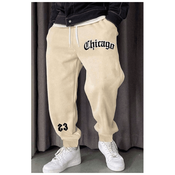 Calça Moletom Masculino Chicago 23 Moda Inverno Lançamento - Bege GG - QUEMA DE ESTOQUE