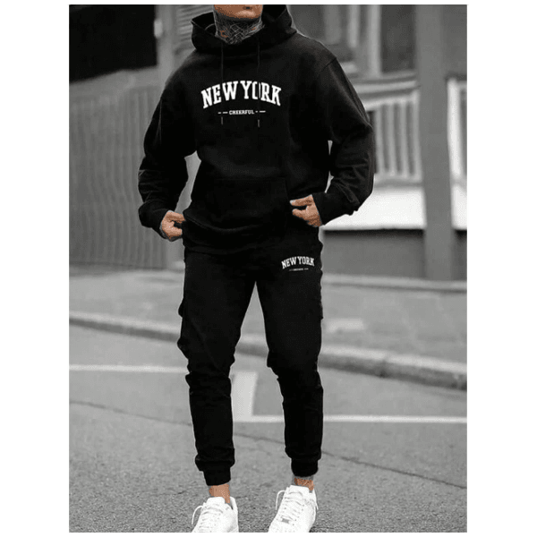 Conjunto Moletom New York Masculino Canguru Bolso e Capuz - Cheerful - Preto P QUEIMA DE ESTOQUE