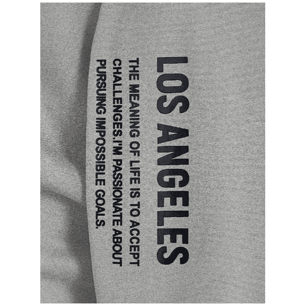 Moletom Masculino Los Angeles Minimalista Homens Gráfica Letra Capuz - Cinza - QUEIMA DE ESTOQUE