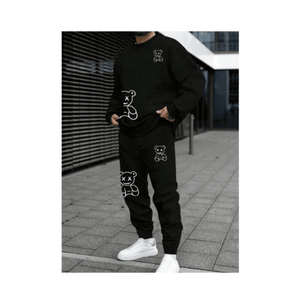 Conjunto Moletom + Calça Gola Redonda Ursinhos Masculino - PRETO P - QUEIMA DE ESTOQUE