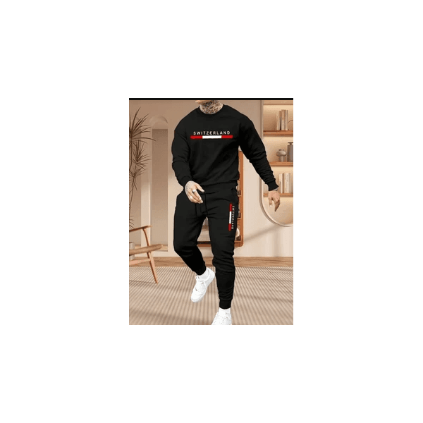 Conjunto de Moletom masculino Switzerland - PRETO G - QUEIMA DE ESTOQUE