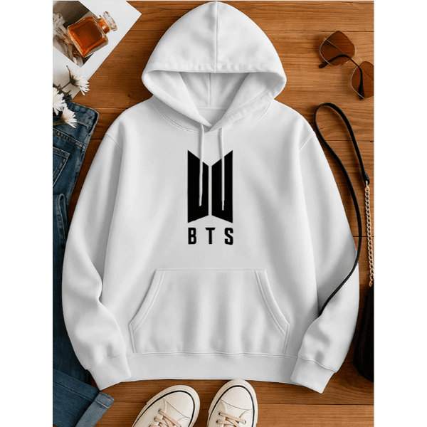 Moletom BTS NA MODA Confortável Unissex Streetwear Casual - BRANCO GG - QUEIMA DE ESTOQUE
