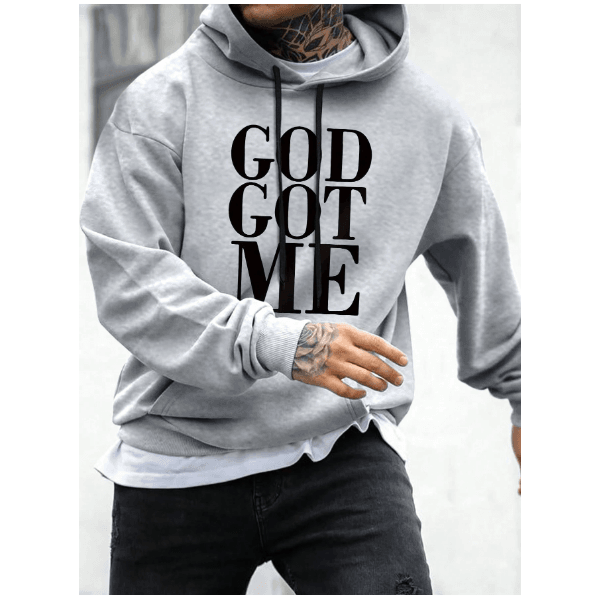 Kit Moletom+ Calça God Got Me Masculino Inverno BELLESMODAS - Cinza/Preto - QUEIMA DE ESTOQUE