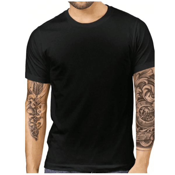 Camiseta de verão de manga curta redondo para homens ,com frase estampada, Deus ajuda quem cedo madruga - PRETO - QUEIMA DE ESTOQUE