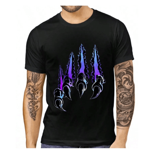 Camiseta Masculina Estilosa Garra Pantera em Algodão - PRETA - QUEIMA DE ESTOQUE