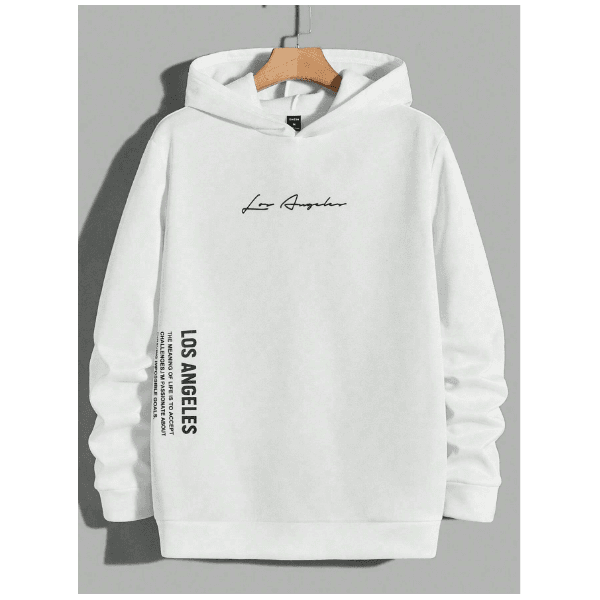 Moletom Masculino Los Angeles Minimalista Homens Gráfica Letra Capuz - BRANCO - QUEIMA DE ESTOQUE