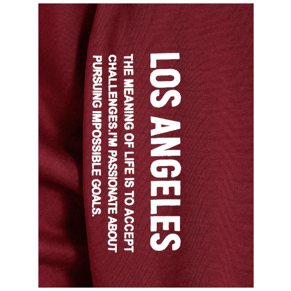 Moletom Masculino Los Angeles Minimalista Homens Gráfica Letra Capuz - BORDO - QUEIMA DE ESTOQUE