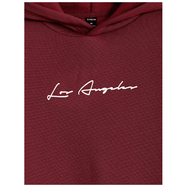 Moletom Masculino Los Angeles Minimalista Homens Gráfica Letra Capuz - BORDO - QUEIMA DE ESTOQUE