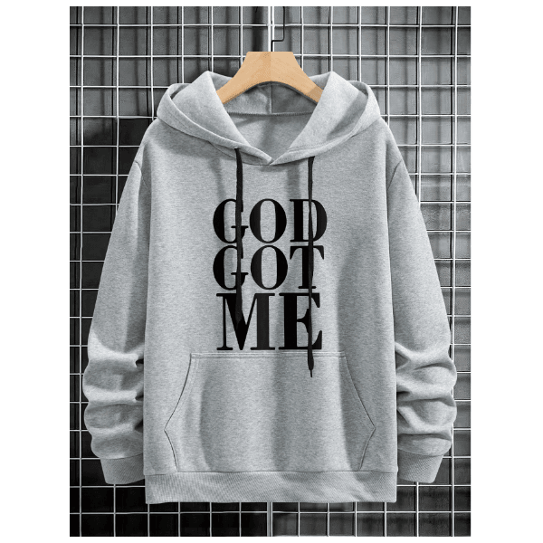 Kit Moletom+ Calça God Got Me Masculino Inverno BELLESMODAS - Cinza/Preto - QUEIMA DE ESTOQUE